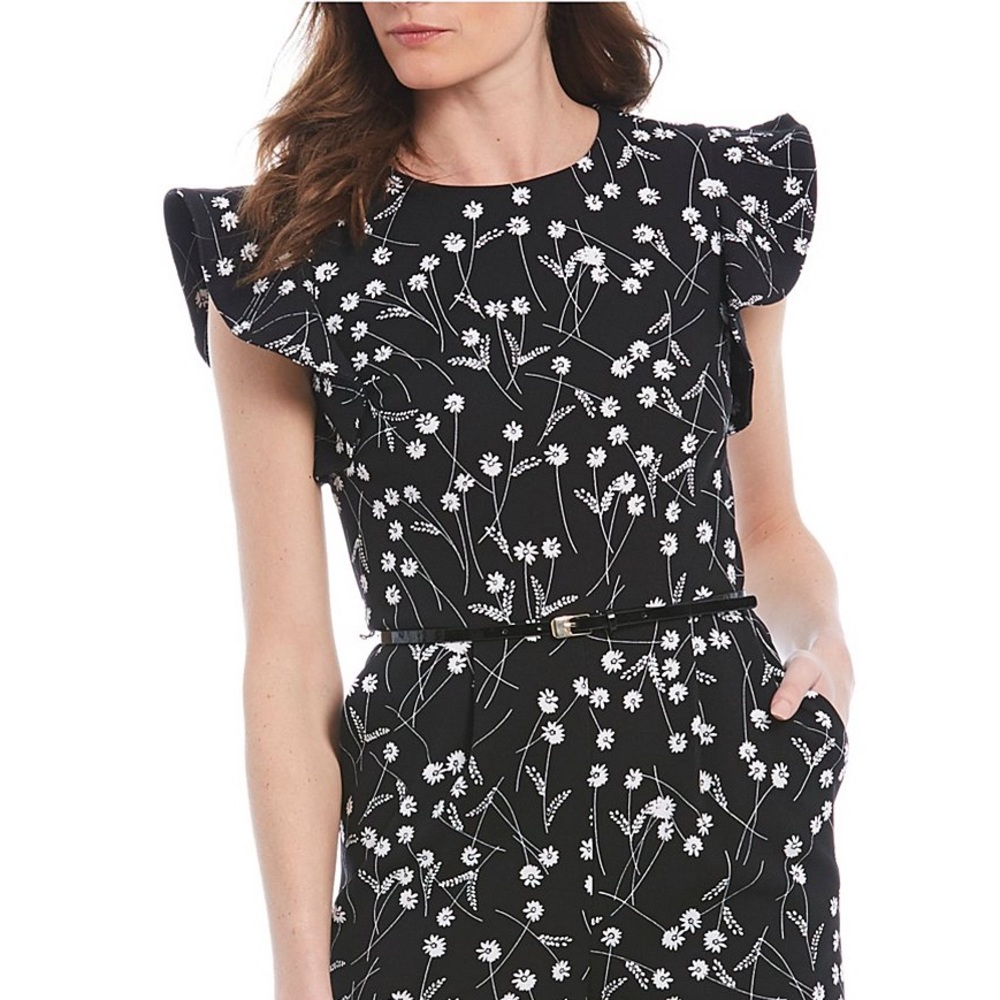 Calvin Klein Floral Print Crepe Jumpsuit - Picture 2 of 3